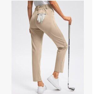 Golf Pants with Zipper Pockets 7/8 Stretch Ankle Pants for Travel Casual Work
